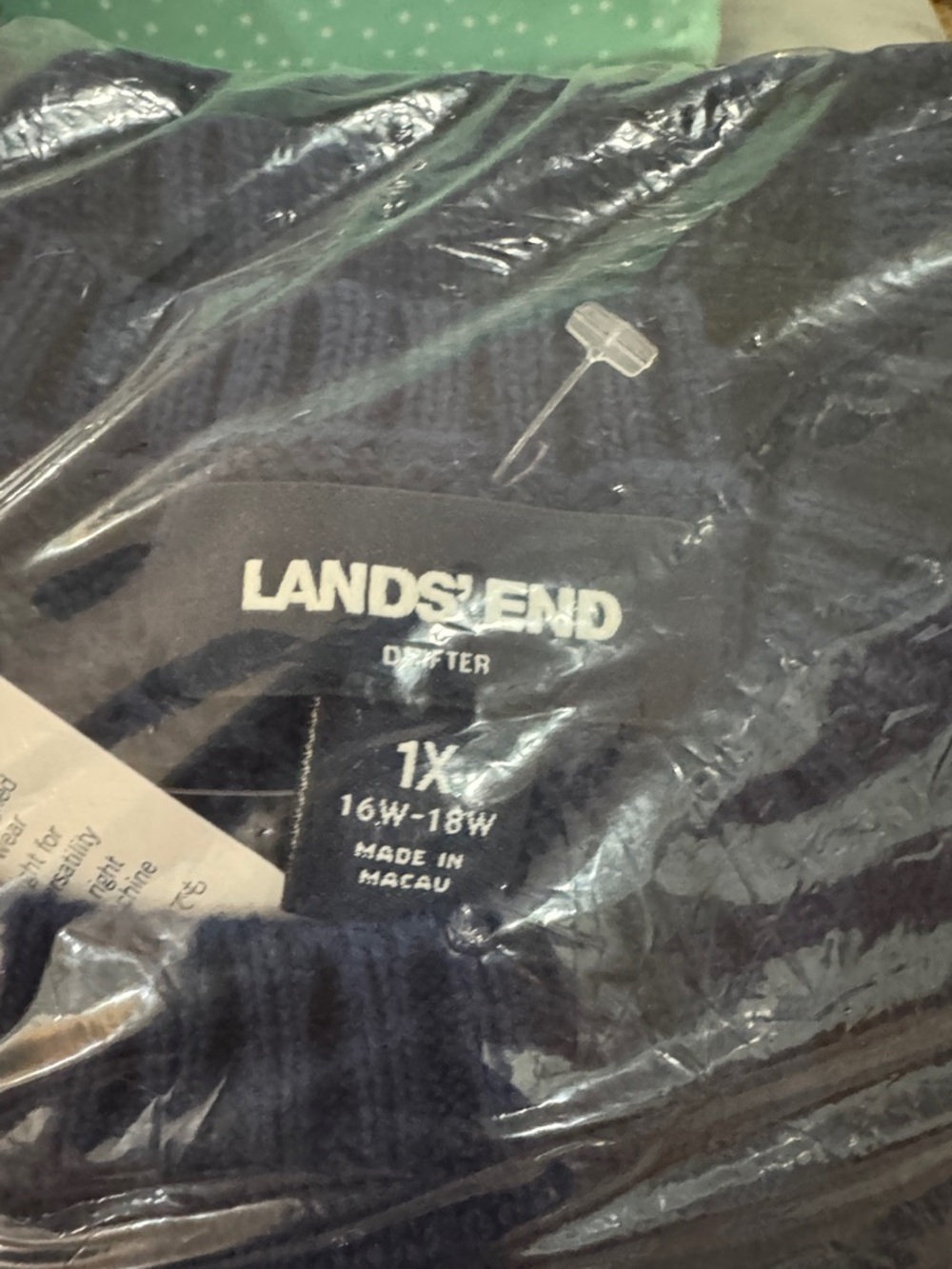 NWT Lands' End Navy Drifter Cable Knit Crewneck Sweater Plus Size - Picture 5 of 7